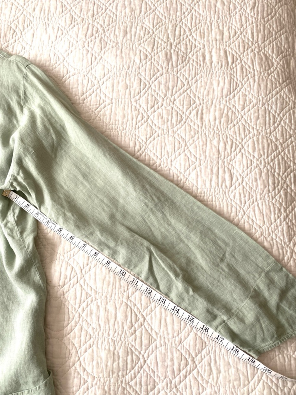 Flax 100% Sage Green Linen Button Front Tunic Shirt Top Long Sleeve Size L - Picture 9 of 16